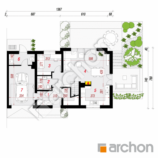 Проект дома ARCHON+ Дом в малиновках 5 (Б) План першого поверху