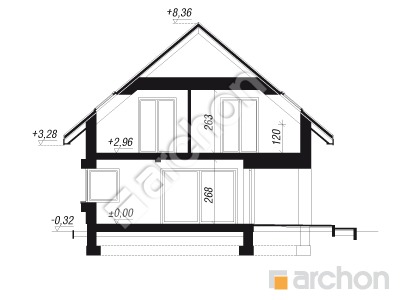 Проєкт будинку ARCHON+ Будинок в смарагдах 3 (Г) Розріз будинку