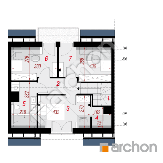 Проект будинку ARCHON+ Будинок в рубінах 2 (С) План мансандри