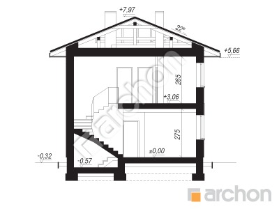 Проєкт будинку ARCHON+ Вілла Юлія 16 Розріз будинку