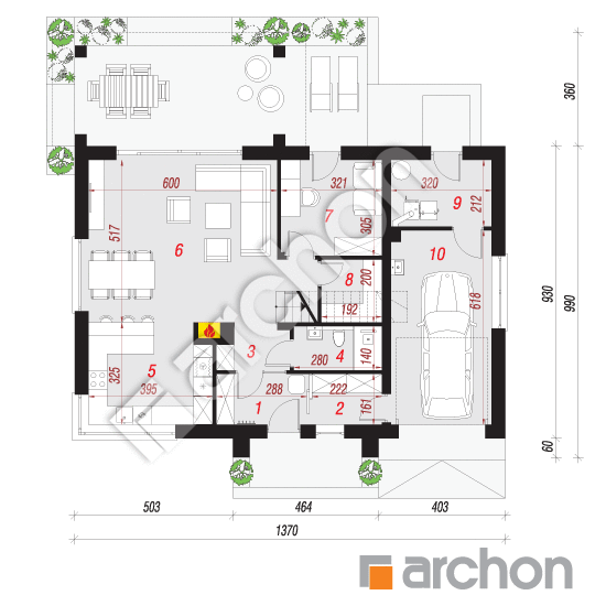 Проект дома ARCHON+ Дом в коммифорах 11 План першого поверху