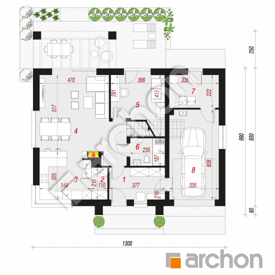 Проект дома ARCHON+ Дом в коммифорах 6 План першого поверху