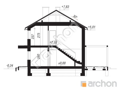 Проект дома ARCHON+ Дом в катранах Розріз будинку