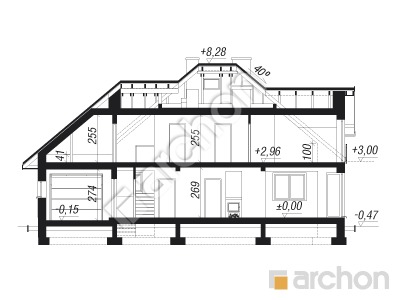 Проект дома ARCHON+ Дом в сливах (Г) Розріз будинку