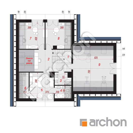 Проект будинку ARCHON+ Будинок в краспедіях (Г2) План мансандри
