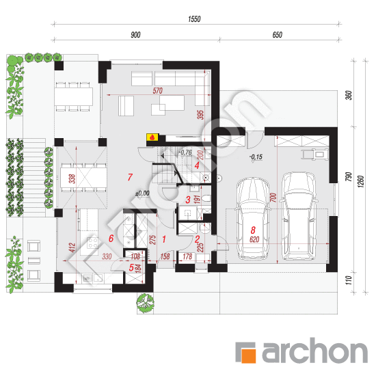 Проект дома ARCHON+ Дом в краспедиях (Г2) План першого поверху