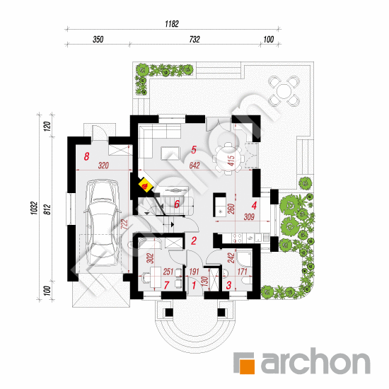 Проект будинку ARCHON+ Будинок в абрикосах (П) План першого поверху
