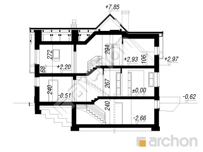 Проект дома ARCHON+ Дом в абрикосах (П) Розріз будинку