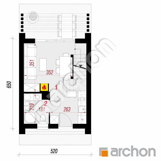 Проект дома ARCHON+ Летний домик в голокучнике 3 План першого поверху