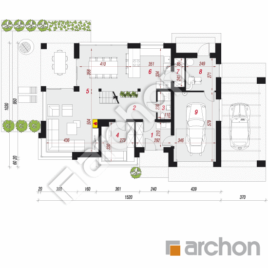 Проект дома ARCHON+ Дом в янтарнике План першого поверху