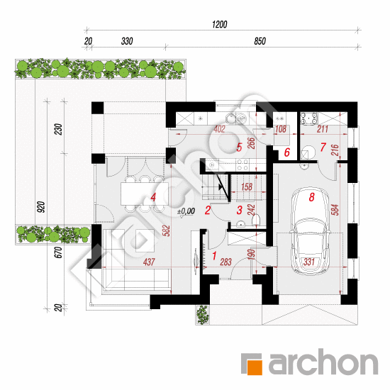 Проект будинку ARCHON+ Будинок в ізопірумі (Е) План першого поверху