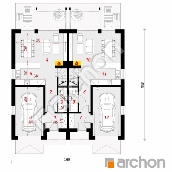 Проект будинку ARCHON+ Будинок під гінко 12 (ГР2) План першого поверху