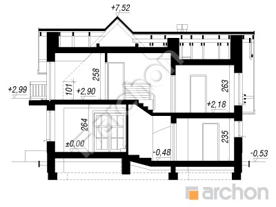 Проект дома ARCHON+ Дом в антоновке (Г) вер.2 Розріз будинку