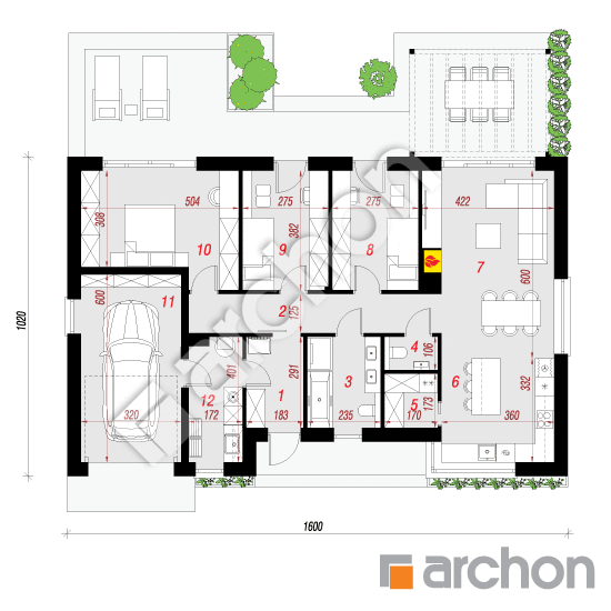 Проект будинку ARCHON+ Будинок в хебе 2(Г) План першого поверху