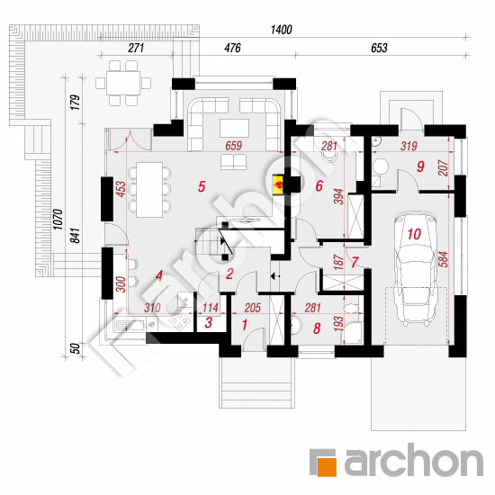 Проект дома ARCHON+ Дом под личи 2 вер.2 План першого поверху