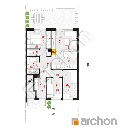 Проект будинку ARCHON+ Будинок в фіалках 9 (Р2С) План першого поверху