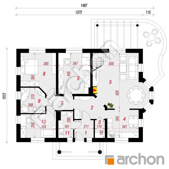 Проект дома ARCHON+ Дом под гинко 3 вер. 2 План першого поверху