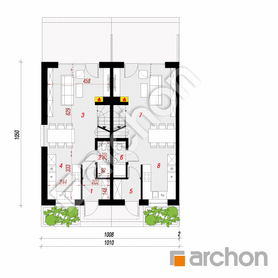 Проєкт будинку ARCHON+ Будинок в рівіях 4 (Р2Б) вер.2 План першого поверху