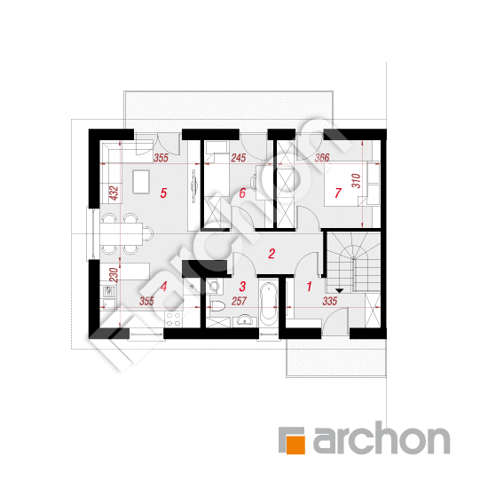 Проект дома ARCHON+ Дом в халезиях (Р2БА) План мансандри