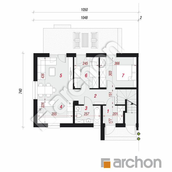 Проект будинку ARCHON+ Будинок в халезіях (Р2БА) План першого поверху