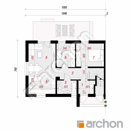Проект дома ARCHON+ Дом в халезиях (Р2БА) План першого поверху