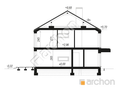 Проект дома ARCHON+ Дом в нарциссах 5 (С) Розріз будинку