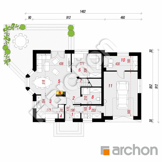 Проект будинку ARCHON+ Будинок в рододендронах 19 План першого поверху
