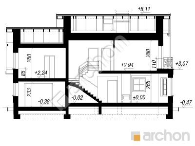 Проєкт будинку ARCHON+ Будинок в рододендронах 19 Розріз будинку
