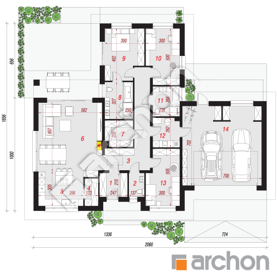 Проект дома ARCHON+ Дом в мандевилле (Г2) План першого поверху