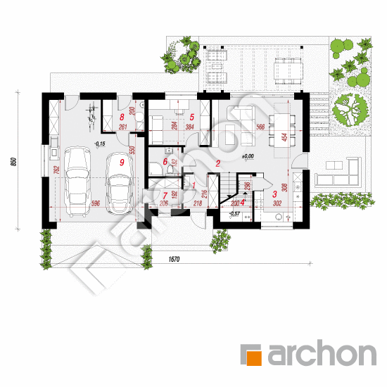 Проект будинку ARCHON+ Будинок в малинівці 11 (Г2А) План першого поверху