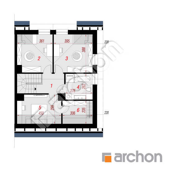 Проект дома ARCHON+ Дом в крынках 2 (Б) План мансандри