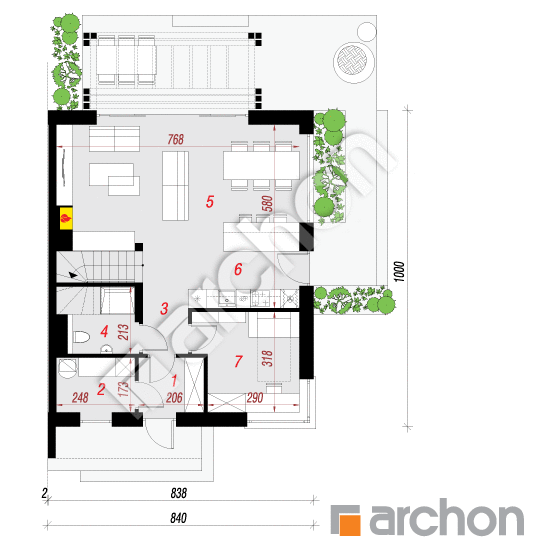 Проект дома ARCHON+ Дом в крынках 2 (Б) План першого поверху