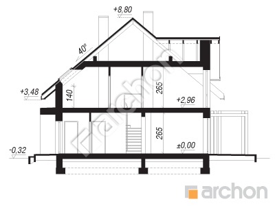 Проект дома ARCHON+ Дом в крынках 2 (Б) Розріз будинку