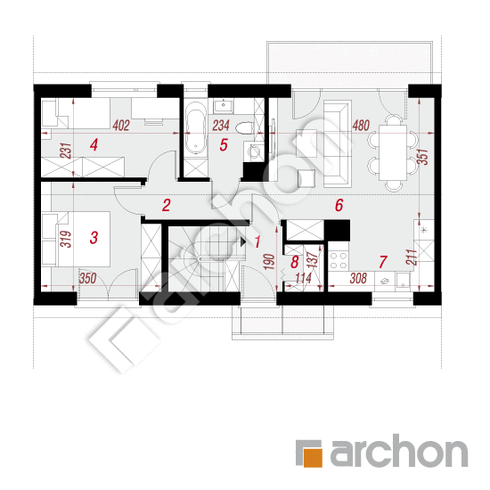 Проект будинку ARCHON+ Будинок в іберійках (Р2С) План мансандри