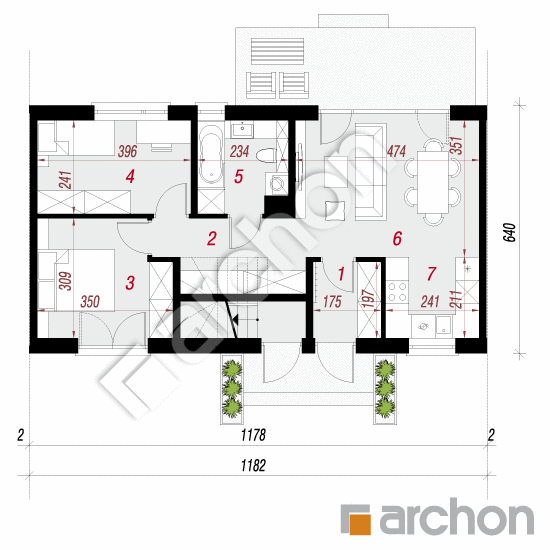Проект дома ARCHON+ Дом в иберисах (Р2С) План першого поверху