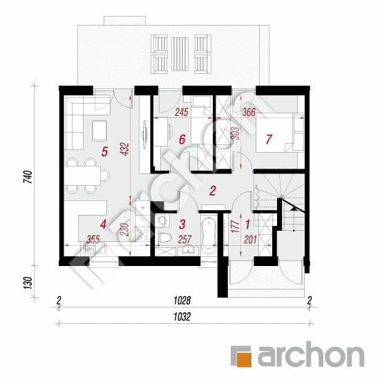 Проект будинку ARCHON+ Будинок в халезіях (Р2С) План першого поверху