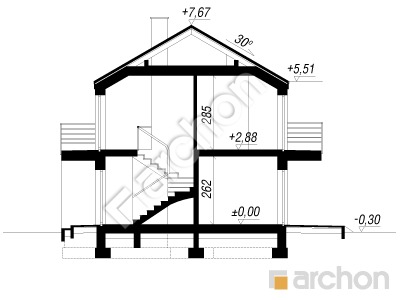 Проект дома ARCHON+ Дом в халезиях (Р2С) Розріз будинку