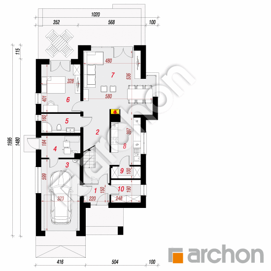 Проект дома ARCHON+ Дом во флоксах 2 План першого поверху