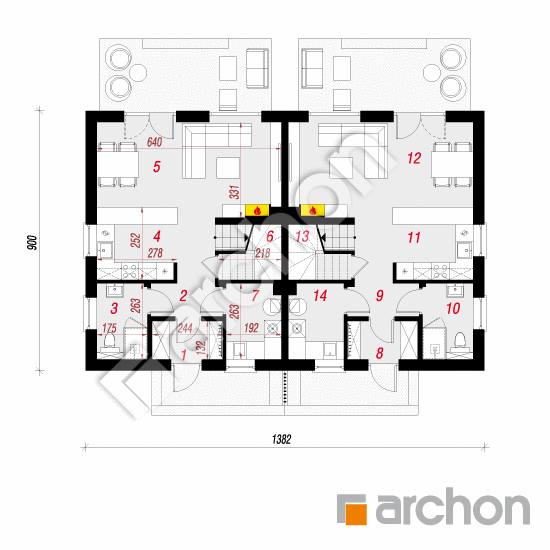 Проект дома ARCHON+ Дом в аркадиях 7 (Р2) План першого поверху