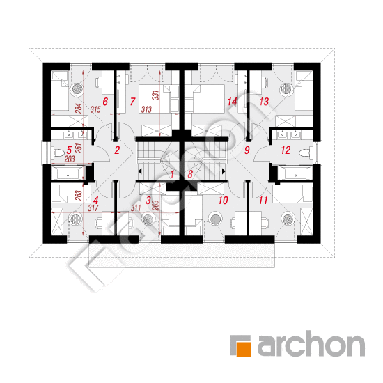 Проект дома ARCHON+ Дом в аркадиях 7 (Р2) План першого поверху