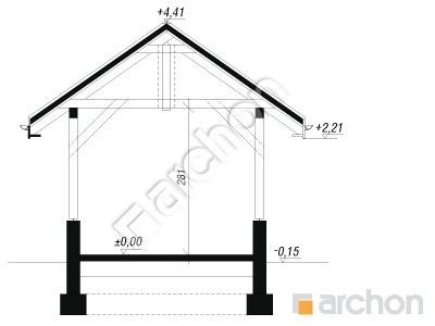 Проєкт будинку ARCHON+ Гаражний навіс Н2 Розріз будинку