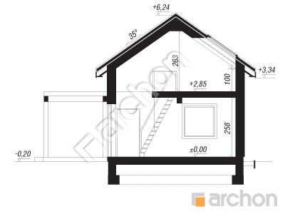 Проєкт будинку ARCHON+ Літній будинок в крокусах 4 (А) Розріз будинку
