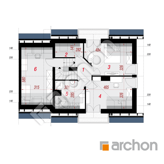 Проект будинку ARCHON+ Будинок у перлівці (БН) План мансандри