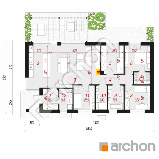 Проект дома ARCHON+ Дом в оливниках 3 (Е) ВИЭ План першого поверху