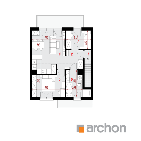 Проект будинку ARCHON+ Будинок в обліписі (Р2С) План мансандри