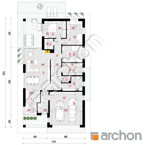 Проект будинку ARCHON+ Будинок в хакетіях 11 (Г2) План першого поверху