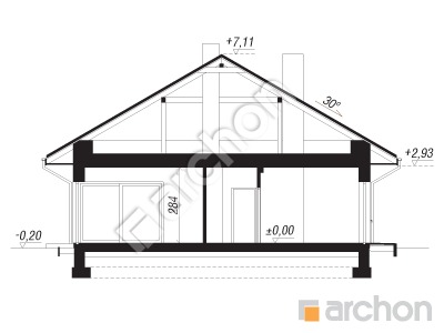 Проєкт будинку ARCHON+ Будинок в хакетіях 11 (Г2) Розріз будинку