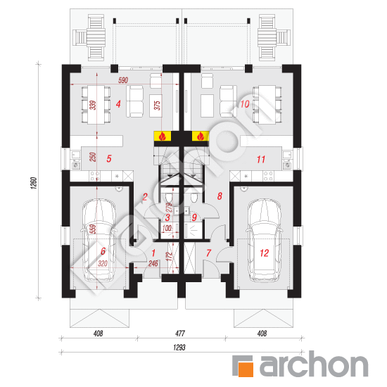 Проект будинку ARCHON+ Будинок під гінко 24 (ГР2) План першого поверху