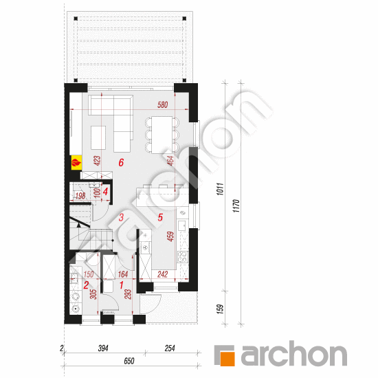 Проект будинку ARCHON+ Будинок під гінко 27 (Б) План першого поверху