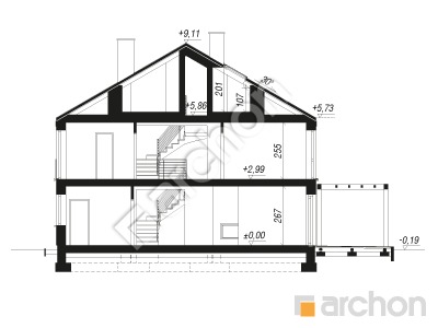 Проект дома ARCHON+ Дом под гинко 27 (Б) Розріз будинку